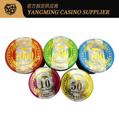Set di chip a tre colori in acrilico di alta qualità per giochi da tavolo di casinò, baccarat e poker