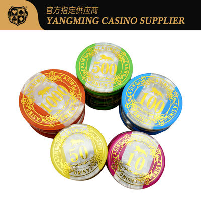 Fabbrica personalizzata 760 pezzi acrilico Tricolore chip set Casino Club Poker Chips di plastica cristallina