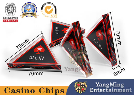 Design personalizzato in fabbrica Texas Poker VIP Club TUTTO IN Marchio Triangolo Cristallo Acrilico Plastica Vince il pulsante del rivenditore di scommesse