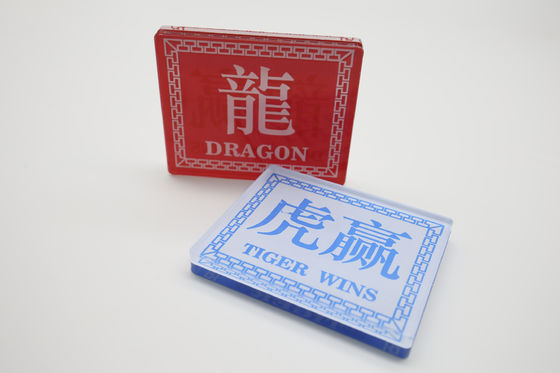 High-Transparent Crystal Acrylic Dragon Tiger Chinese & English Dealer Code Plate Red&blue Double-sided Screen Printing