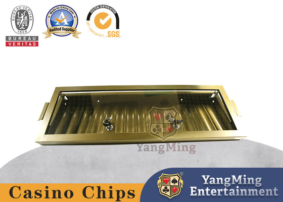 15 Griglia Gold Chip Tray Rack Box Acciaio inossidabile Materiale di ferro Acrilico Copertura trasparente Texas Hold'em Tavolo